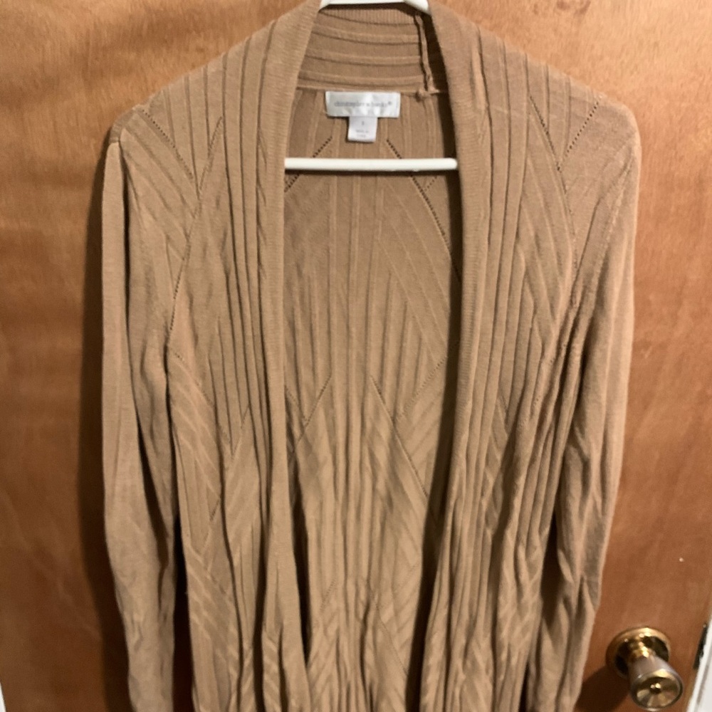 Christopher and banks tan long sleeve cardigan s